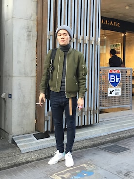 「PHENOMENON（フェノメノン）のアイテム（その他アウター）」を使った、Ren さん（メンズ・172cm）の秋コーディネート