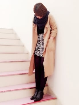 「シアータイツ」｜こやちゃんさん（レディース・161cm）の冬コーディネート