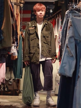 「REMAKE ITEMのアイテム（バッグ）」を使った、Re-ji Fujisawaさん（メンズ・175cm）の秋コーディネート