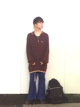 「SEANJOHN（ショーンジョン）のアイテム（トップス）」を使った、Re-ji Fujisawaさん（メンズ・175cm）の秋コーディネート