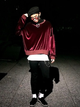 「8seconds（エイトセカンズ）のアイテム（シューズ）」を使った、中川泰貴さん（メンズ・178cm）の冬コーディネート