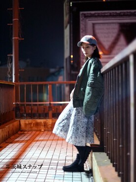 「茨城スナップ」｜「アイテム（ワンピース/ドレス）」を使った、古市未来さん（レディース・159cm）の秋コーディネート