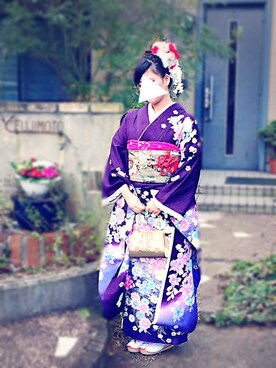 「振袖 成人式」｜m i s a .さん（レディース・155cm）の冬コーディネート