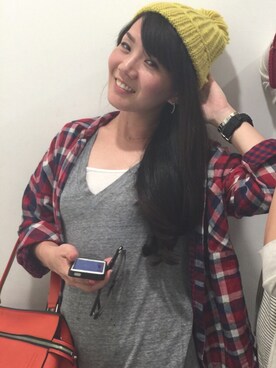 「アイテム（トートバッグ、オレンジ系）」を使った、kakoさん（レディース・158cm）の春コーディネート