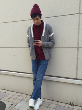 「アイテム（デニムパンツ）」を使った、FUMIYAさん（メンズ・190cm）の冬コーディネート