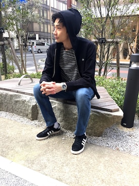 「アイテム（パーカー）」を使った、FUMIYAさん（メンズ・190cm）の冬コーディネート