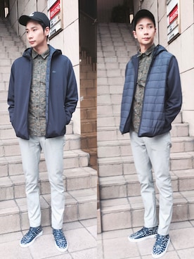 「アイテム（スウェット）」を使った、FUMIYAさん（メンズ・190cm）の秋コーディネート