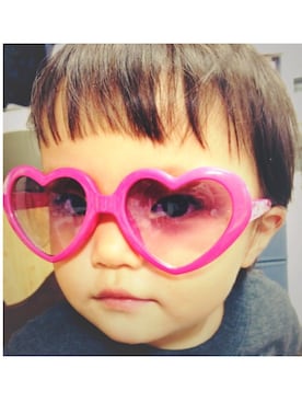 「no brand（ノーブランド）のアイテム（サングラス、ピンク系）」を使った、kikoさん（キッズ）の夏コーディネート