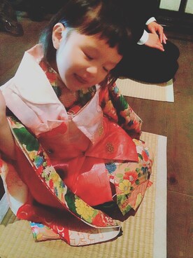 「アンティークのアイテム（浴衣、その他）」を使った、kikoさん（キッズ）の秋コーディネート