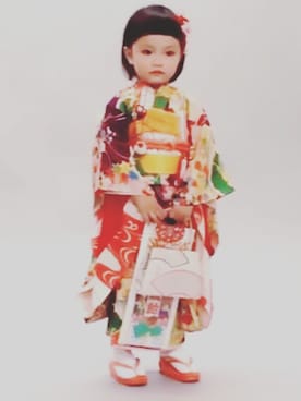 「髪飾り」｜「アイテム（浴衣）」を使った、kikoさん（キッズ・90cm）の冬コーディネート