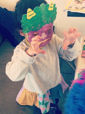 「sunnyのアイテム（ワンピース、グレー系）」を使った、kikoさん（キッズ）の春コーディネート