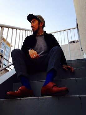 「靴下チラ見せ」｜「アイテム（その他アウター）」を使った、佐藤嘉紀さん（メンズ・174cm）の秋コーディネート