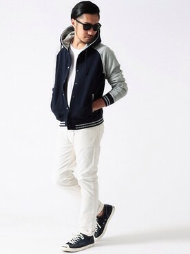 「Hanes」｜「アイテム（スウェット）」を使った、佐藤嘉紀さん（メンズ・174cm）の夏コーディネート