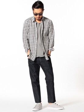 「Wrangler」｜「アイテム（アナログ腕時計）」を使った、佐藤嘉紀さん（メンズ・174cm）の冬コーディネート