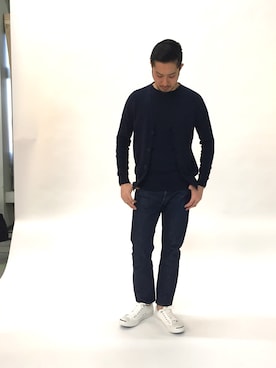 「コットンニット」｜佐藤嘉紀さん（メンズ・174cm）の春コーディネート