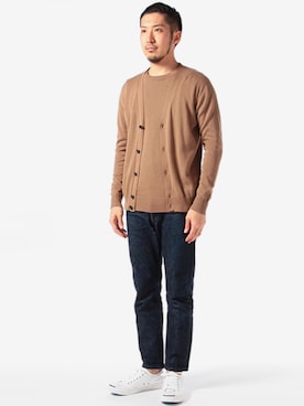 「B:MING by BEAMS（ビーミングバイビームス）のアイテム（ニット/セーター）」を使った、佐藤嘉紀さん（メンズ・174cm）の春コーディネート