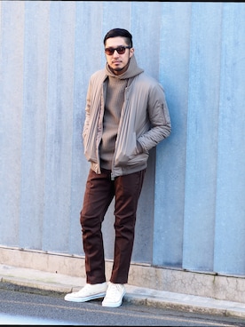 「RAEN（レイン）のアイテム」を使った、佐藤嘉紀さん（メンズ・174cm）の秋コーディネート