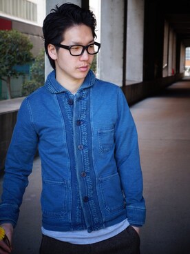 「CASPER JOHN（キャスパージョン）のアイテム（デニムジャケット）」を使った、Keita Amanoさん（メンズ・175cm）の春コーディネート