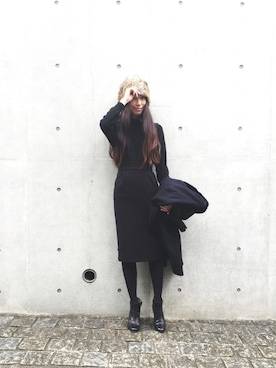 「UNITED ARROWS（ユナイテッドアローズ）のアイテム（タイツ/ストッキング）」を使った、松田園子さん（レディース・167cm）の冬コーディネート