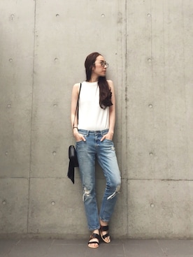 「UNITED ARROWS（ユナイテッドアローズ）のアイテム（ピアス（両耳用））」を使った、松田園子さん（レディース・167cm）の夏コーディネート