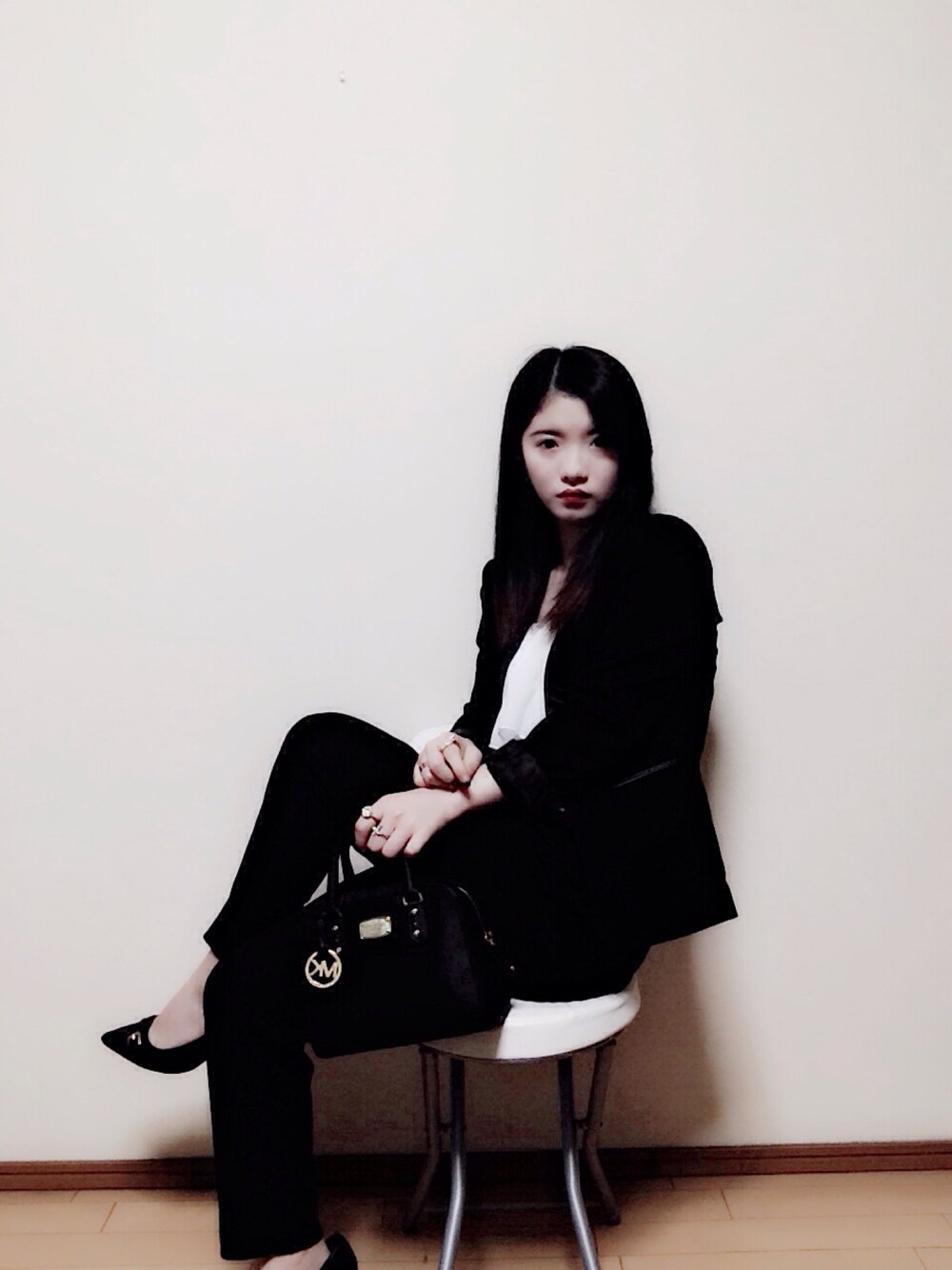 「MichaelKors、H&M、FOREVER 21、jacket 、ジャケット、オーバーオール、黒、スリッポン、サンダル、WEARBOOKエントリー」｜「H&Mのアイテム（ジャケット/アウター、ブラック系）」を使った、machoさん（レディース・155cm）の夏コーディネートの1枚目の写真