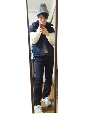 「RAGEBLUE（レイジブルー）のアイテム（ダウンベスト）」を使った、つよしさん（メンズ・176cm）の冬コーディネート