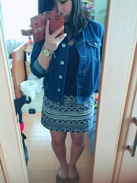 「GRL（グレイル）のアイテム（デニムジャケット）」を使った、恋那さん（レディース・155cm）の春コーディネート