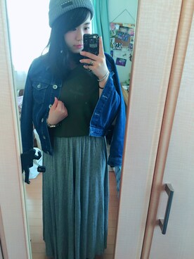 「GRL（グレイル）のアイテム（デニムジャケット）」を使った、恋那さん（レディース・155cm）の春コーディネート