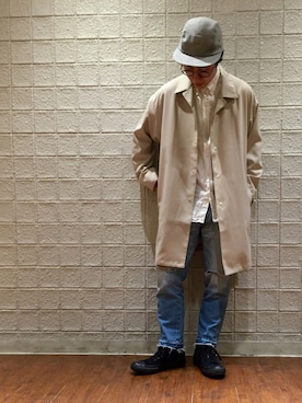 「Wrangler」｜「アイテム（ステンカラーコート）」を使った、YUKIさん（メンズ・164cm）の春コーディネート