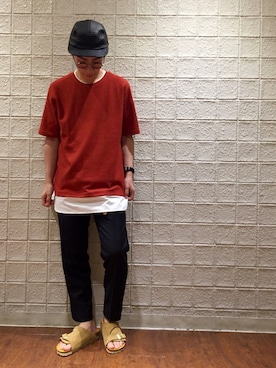 「テラコッタ」｜「アイテム（キャップ）」を使った、YUKIさん（メンズ・164cm）の夏コーディネート