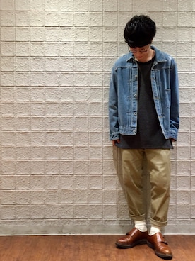 「JUNRED（ジュンレッド）のアイテム（チノパンツ）」を使った、YUKIさん（メンズ・164cm）の秋コーディネート