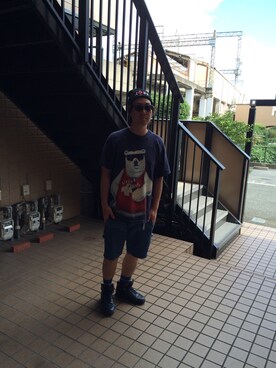 「MissMuch（ミスマッチ）のアイテム（パンツ）」を使った、すしおさん（メンズ・172cm）の夏コーディネート