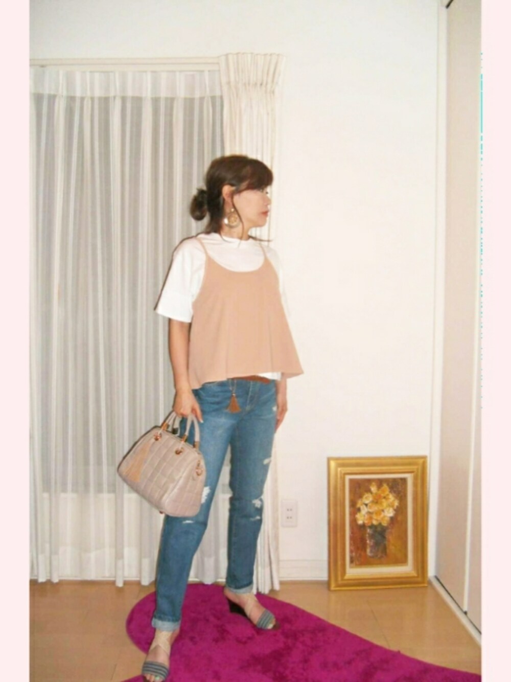 Hitomi さんの「【PLAIN CLOTHING】キルティングタッセルボストンバッグ（PLAIN CLOTHING）」を使ったコーディネート