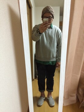 「BEAMS BOY（ビームスボーイ）のアイテム（ニットキャップ/ビーニー）」を使った、hトモミさん（メンズ・177cm）の冬コーディネート