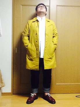 「アイテム（ステンカラーコート）」を使った、hトモミさん（メンズ・177cm・30代）の春コーディネート