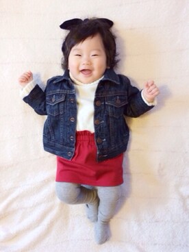 「H&M（エイチ・アンド・エム）のアイテム（タイツ/ストッキング）」を使った、mAy☆uMeさん（キッズ・60cm）の秋コーディネート