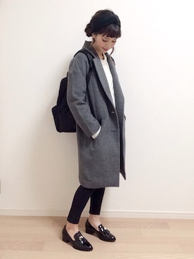 「JEANASIS（ジーナシス）のアイテム（チェスターコート）」を使った、mAy☆uMeさん（レディース・158cm）の冬コーディネート