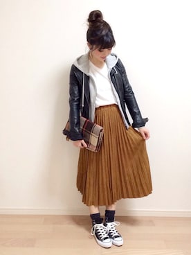 「A part by（アパートバイ）の2WAYパターンクラッチバッグ　569546（クラッチバッグ）」を使った、mAy☆uMeさん（レディース・158cm）の冬コーディネート