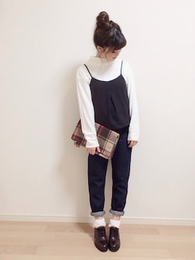 「A part by（アパートバイ）の2WAYパターンクラッチバッグ　569546（クラッチバッグ）」を使った、mAy☆uMeさん（レディース・158cm）の冬コーディネート