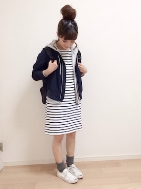 「無印良品（ムジルシリョウヒン）のアイテム（ワンピース/ドレス）」を使った、mAy☆uMeさん（レディース・158cm）の春コーディネート