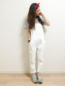 「Chico（チコ）のアイテム（サロペット/オーバーオール）」を使った、mAy☆uMeさん（レディース・158cm）の夏コーディネート