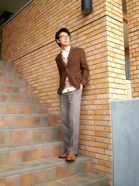 「TOPMAN（トップマン）のアイテム（テーラードジャケット）」を使った、ryoooooooooochanさん（メンズ・176cm）の秋コーディネート