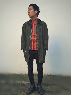 「アイテム（ハンチング/ベレー帽）」を使った、Masashi Iidaさん（メンズ・168cm・20代）の秋コーディネート