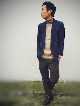 「アイテム（ハンチング/ベレー帽）」を使った、Masashi Iidaさん（メンズ・168cm・20代）の秋コーディネート