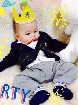 「アイテム（ママ＆ベビー、グリーン系）」を使った、m☆kさん（キッズ・80cm）の夏コーディネート