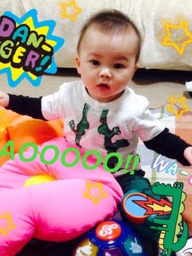 「アイテム（ママ＆ベビー、グリーン系）」を使った、m☆kさん（キッズ・80cm）の夏コーディネート