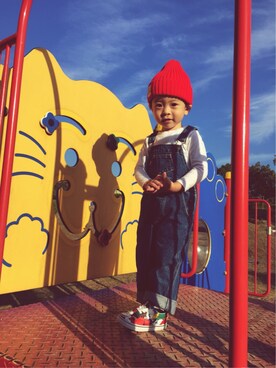 「Levi's」｜「アイテム（サロペット/オーバーオール）」を使った、Kotaroooさん（キッズ・90cm）の秋コーディネート