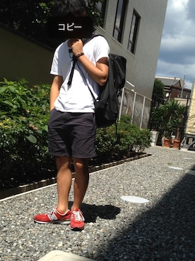 「FREDY&GLOSTER（フレディアンドグロスター）のアイテム（Tシャツ/カットソー）」を使った、たぬっきさん（メンズ・168cm）の夏コーディネート