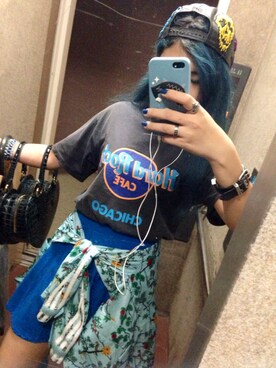 「blue」｜「アイテム（ナイロンジャケット）」を使った、Nanaさん（レディース・162cm）の夏コーディネート