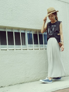 「SMELLY（スメリー）のアイテム（ピアス（両耳用））」を使った、maiさん（レディース・165cm）の夏コーディネート